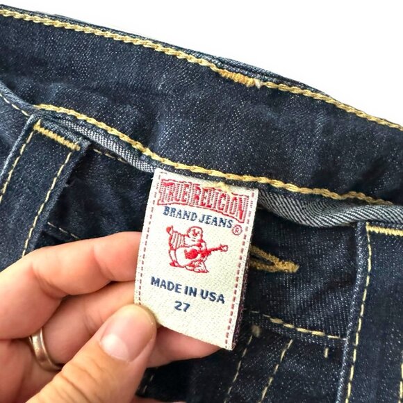 VTG True Religion Made In USA Straight Leg Jeans Denim Big T Joey Dark W27 Retro - Picture 7 of 11